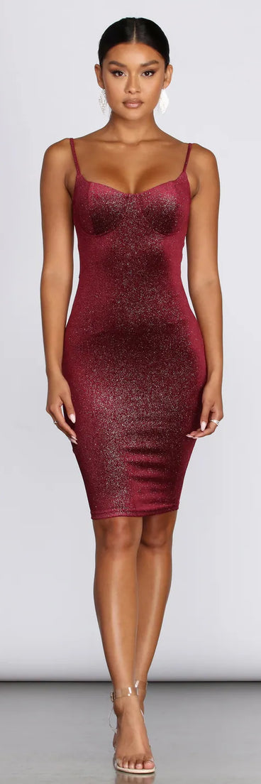 Sweetheart Velvet Glitter Midi Dress