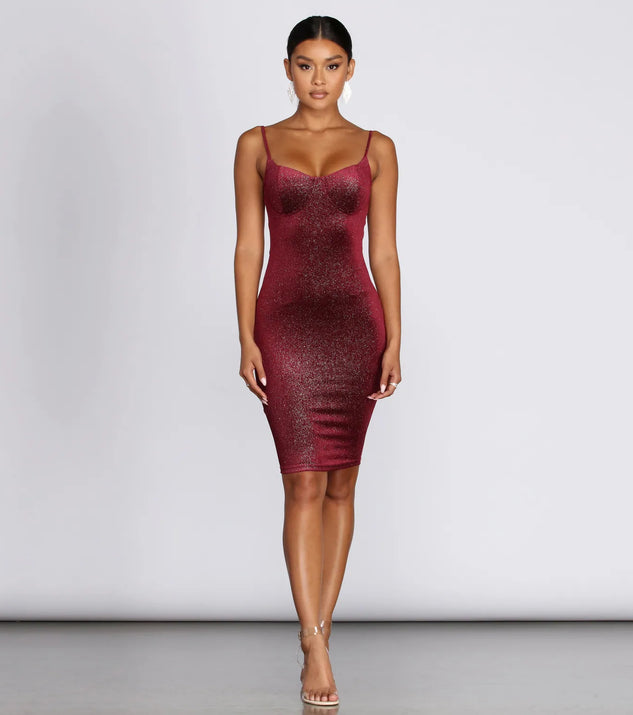 Sweetheart Velvet Glitter Midi Dress