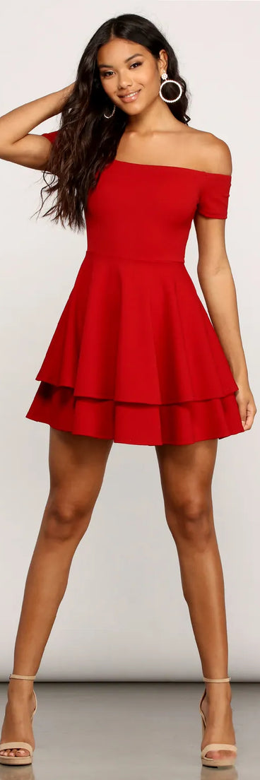 Main Flame Off Shoulder Dress