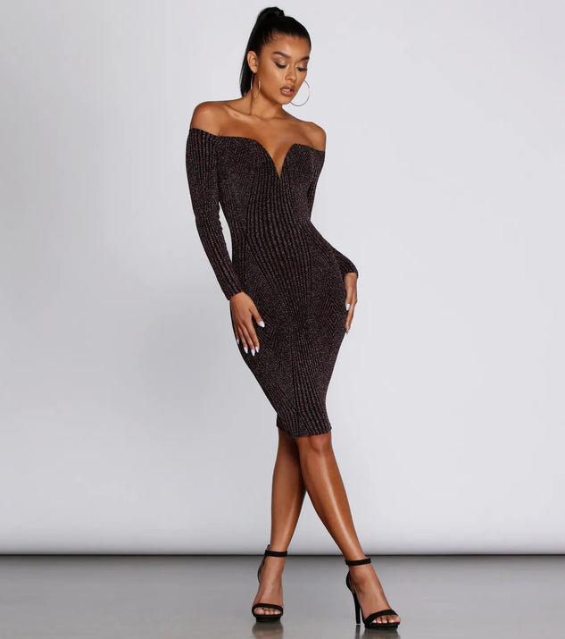 lurex midi dress Sylvie Lurex Hankie Midi Dress - Wine