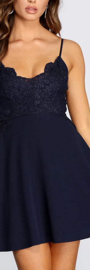 Amazing Lace Sleeveless Skater Dress