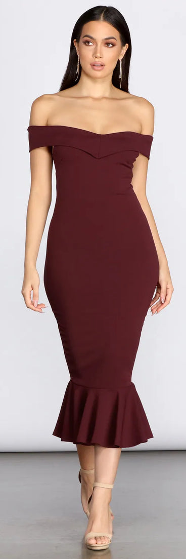 Will You Be My Sweetheart Midi Trumpet Dress