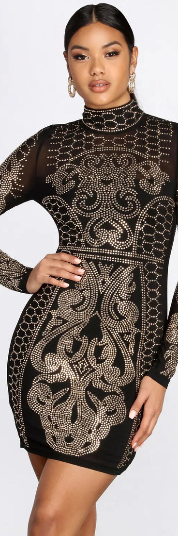 Make An Entrance Heat Stones Mini Dress