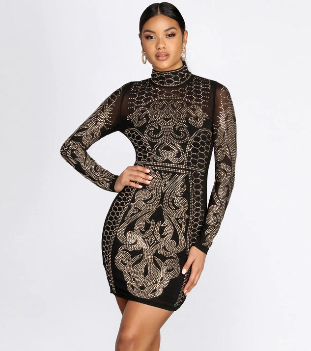 Make An Entrance Heat Stones Mini Dress