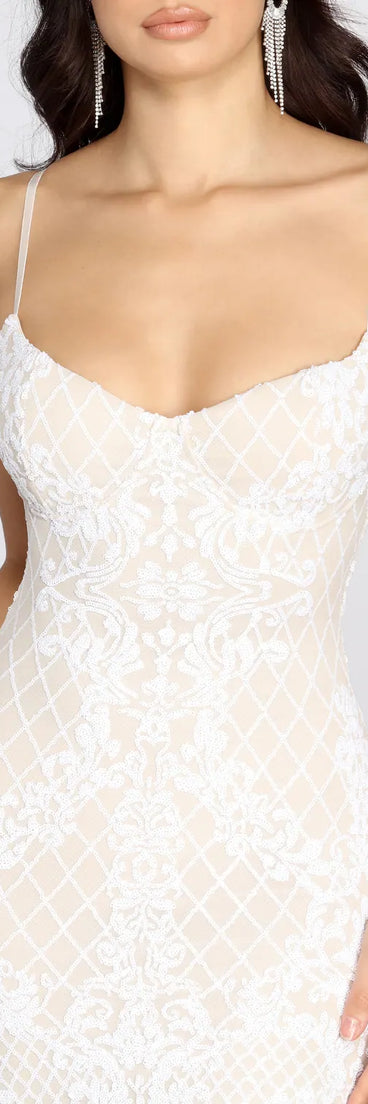 Sequin Mesh Midi Dress