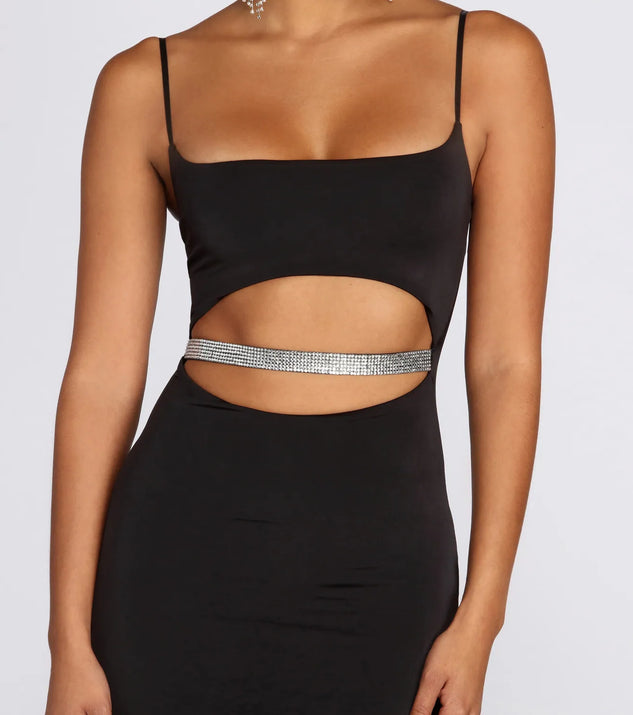 Rhinestone Waist Cut Out Mini Dress | Windsor