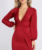 Let It V Long Sleeve Mini Dress