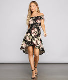 Va-Va-Bloom Off Shoulder Floral High Low Dress