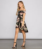 Va-Va-Bloom Off Shoulder Floral High Low Dress