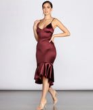 Trumpet Hem Satin Midi Dress