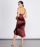 Trumpet Hem Satin Midi Dress