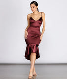 Trumpet Hem Satin Midi Dress