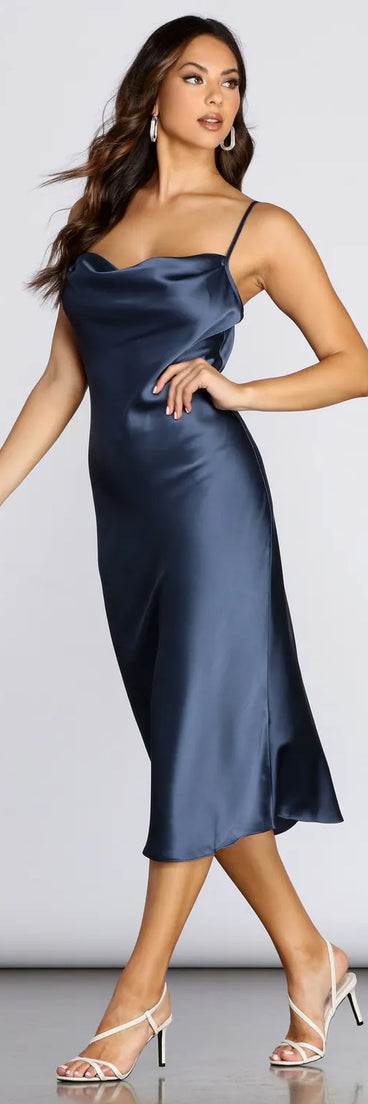 Nights In Satin Flare Midi Dress | Windsor Nights In Satin Flare Midi Dress | Windsor