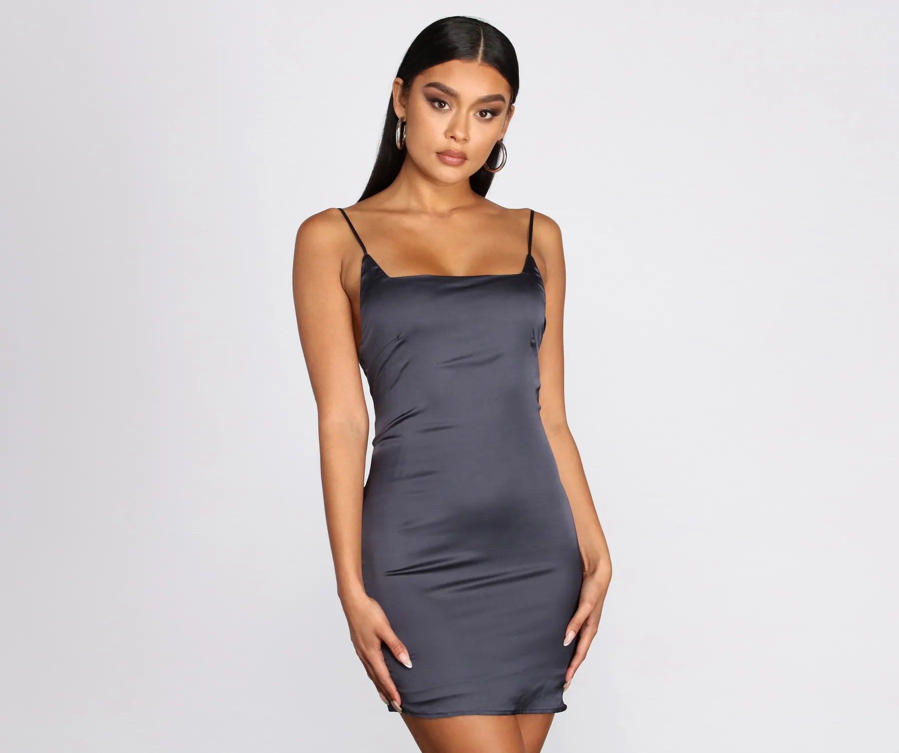 Ur Babe Tonight Square Neck Satin Mini Dress | Windsor