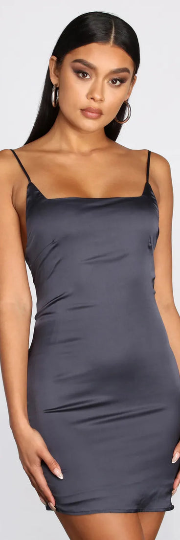 Ur Babe Tonight Square Neck Satin Mini Dress