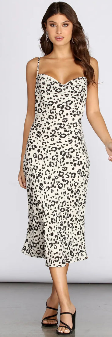 Fierce Leopard Sleeveless Midi Dress