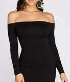 Off Shoulder Trumpet Hem Midi Dress