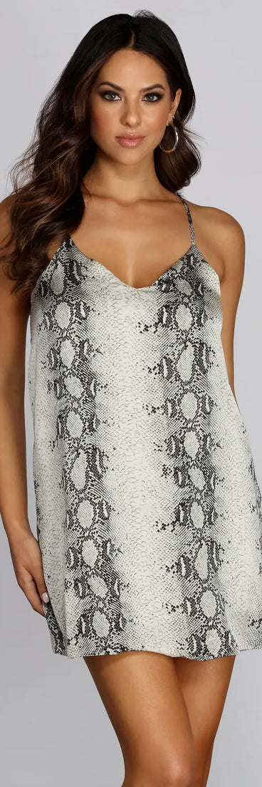 Snake Print A-Line Mini Dress