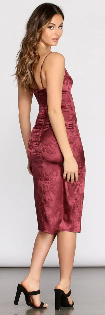 Floral Feeling Satin Midi Dress