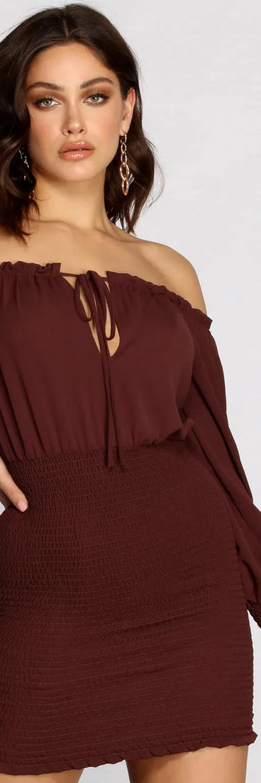Smock It To Ya Off Shoulder Mini Dress