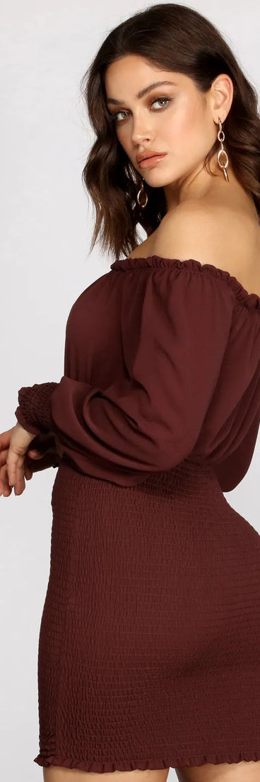 Smock It To Ya Off Shoulder Mini Dress
