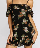 Floral Feeling Chiffon Off Shoulder Mini Dress