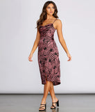 Satin Zebra Print Midi Dress