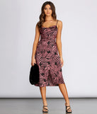 Satin Zebra Print Midi Dress