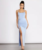Slit Decision Ruched Maxi Dress