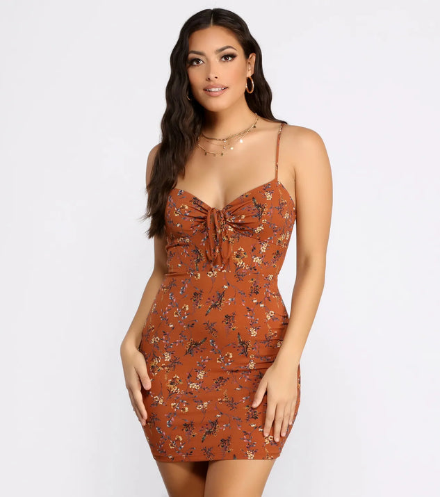 Dreamy In Florals Tie Front Mini Dress