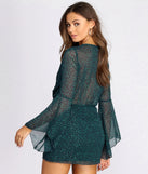 Chiffon Long Sleeve Knot Front Mini Dress