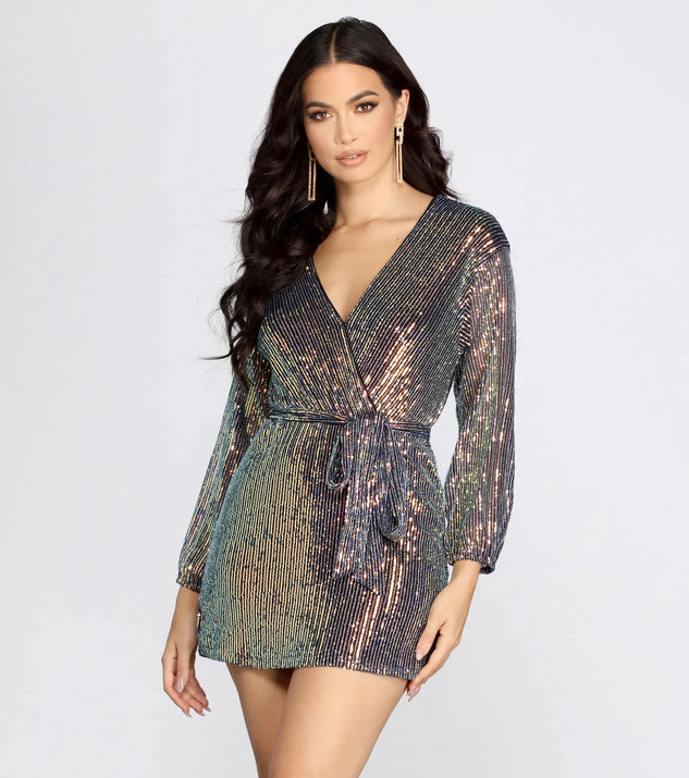 Sequin Dreams Wrap Mini Dress