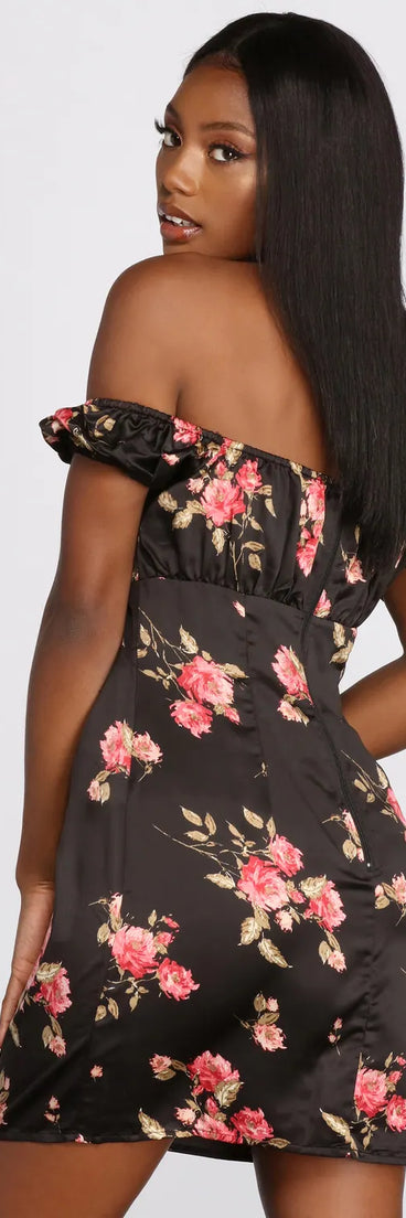 Good To Grow Floral Satin Mini Dress