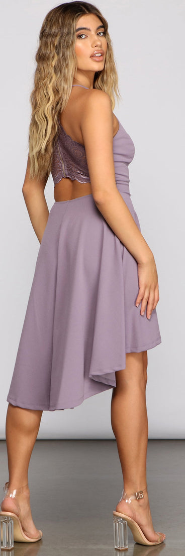 Alluring In Crepe High-Low Skater Dress