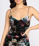 Floral Fever Mesh Burnout Velvet Mini Dress