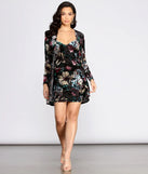 Floral Fever Mesh Burnout Velvet Mini Dress