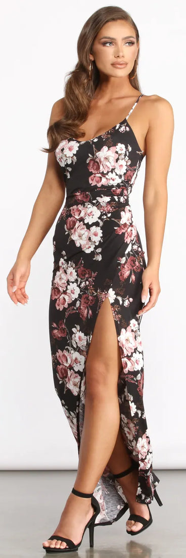 Adore You Floral High Slit Maxi Dress