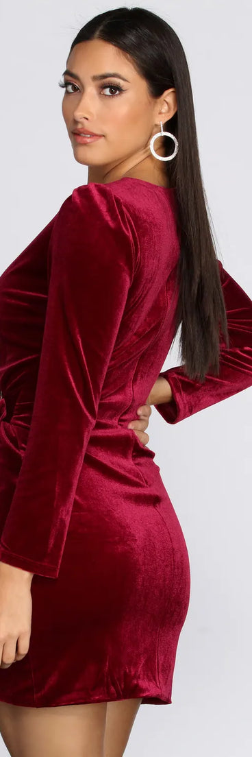 Wrapped In Luxe Velvet Mini Dress