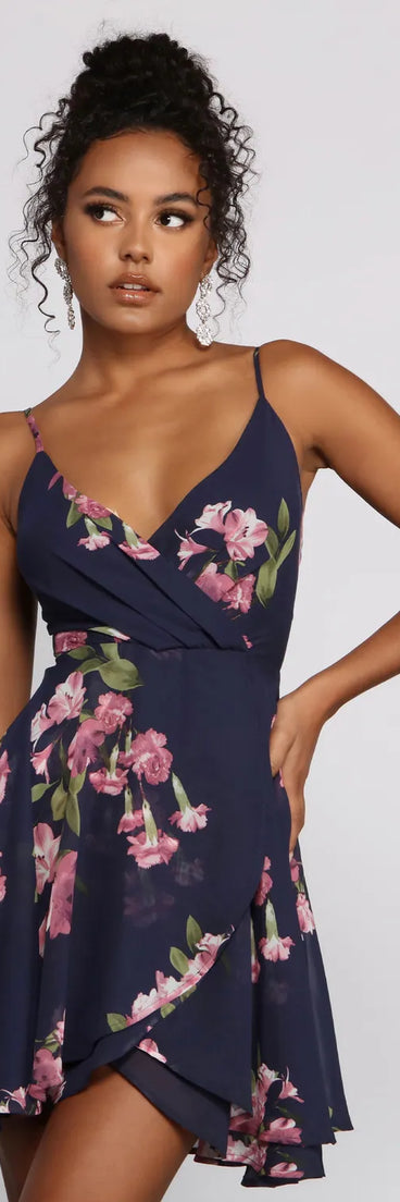 Sweet Moments Floral Chiffon Skater Dress