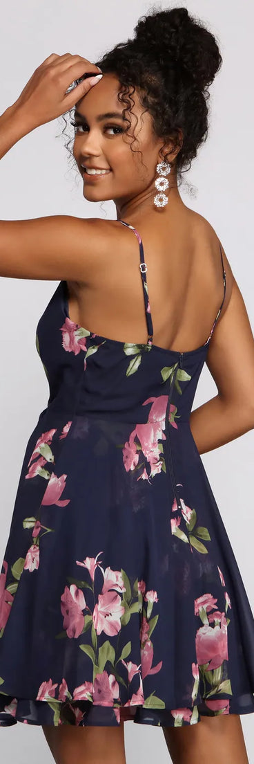 Sweet Moments Floral Chiffon Skater Dress