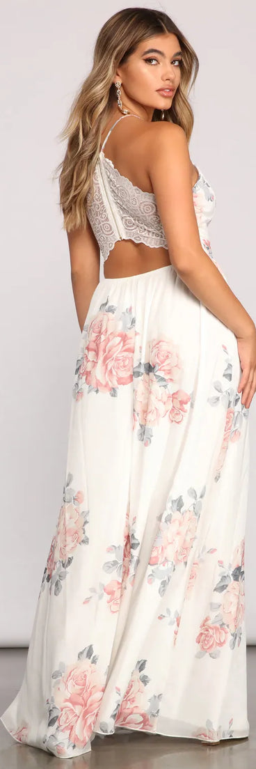 Forever Gorgeous Floral Chiffon Maxi Dress