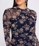 Burnout Floral Mock Neck Mini Dress