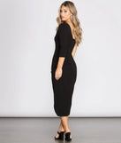 One Shoulder Wrap Midi Dress