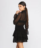 Mock Neck Chiffon Mini Dress
