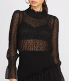 Mock Neck Chiffon Mini Dress