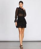 Mock Neck Chiffon Mini Dress