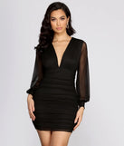 Let's Get Acquainted Mesh Ruched Mini Dress