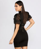 Organza Puff Sleeve Mini Dress