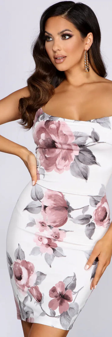 Petal Perfection Cowl Neck Midi Dress