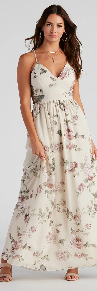 Floral Romance Chiffon Maxi Dress